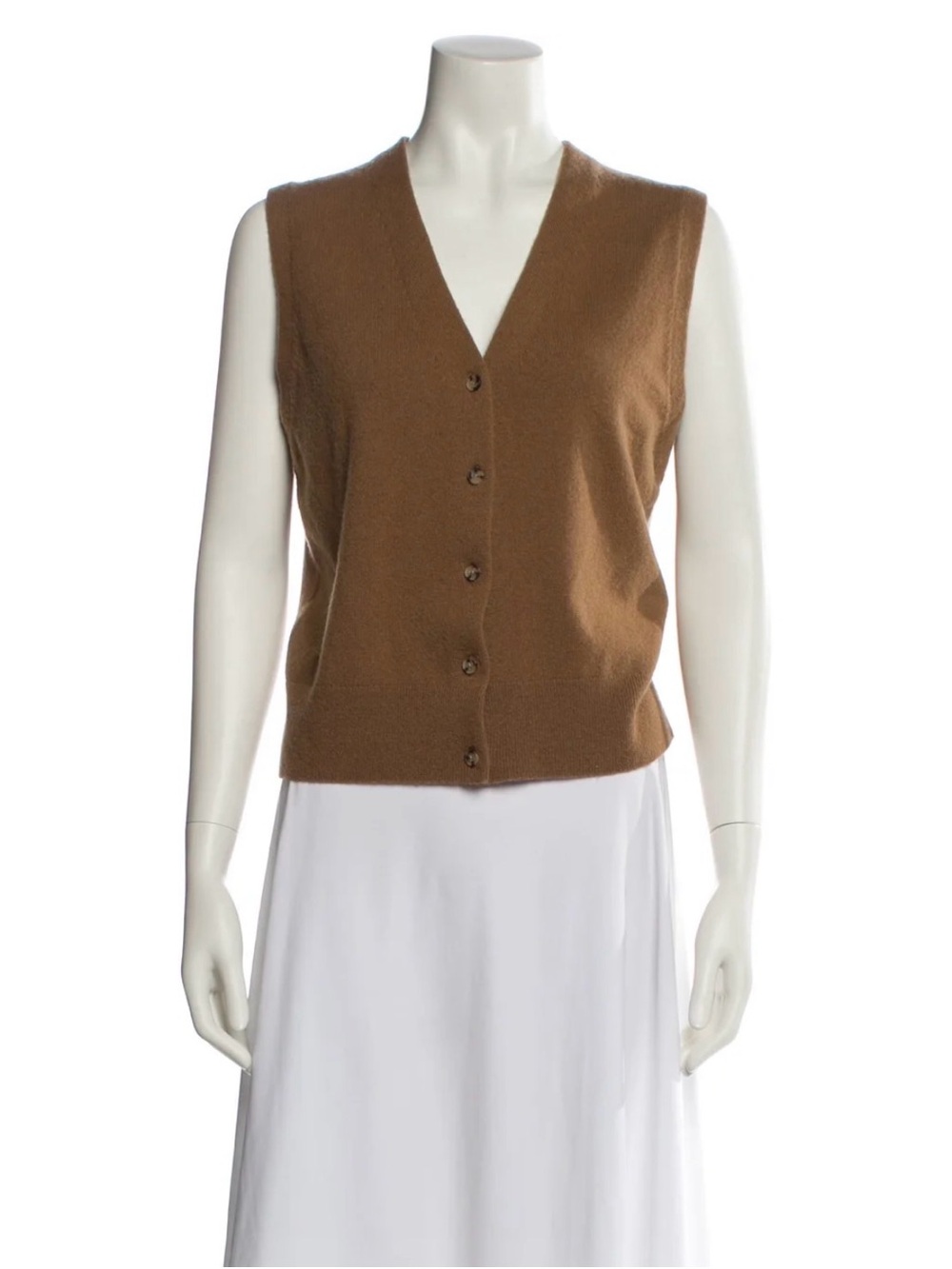 Vince Brown V-Neck Button Front Sweater Vest